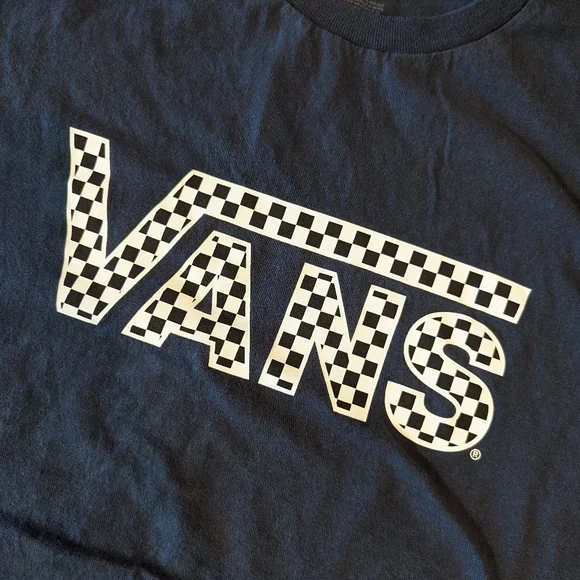 Vans Classic Checker Logo Tee in Dusty Dark Blue sz M - Picture 3 of 3